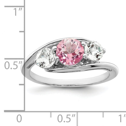 Sterling Silver Survivor Collection Rhodium Plated White And Pink Topaz Sue Ring