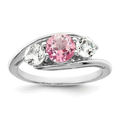 Sterling Silver Survivor Collection Rhodium Plated White And Pink Topaz Sue Ring
