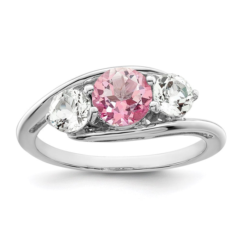 Sterling Silver Survivor Collection Rhodium Plated White And Pink Topaz Sue Ring