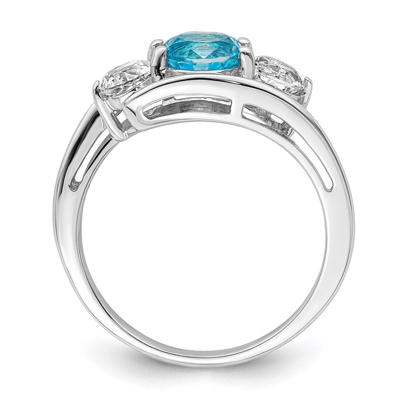 Sterling Silver Survivor Collection Rhodium Plated White And Blue Topaz Sue Ring (Size 8 Only)