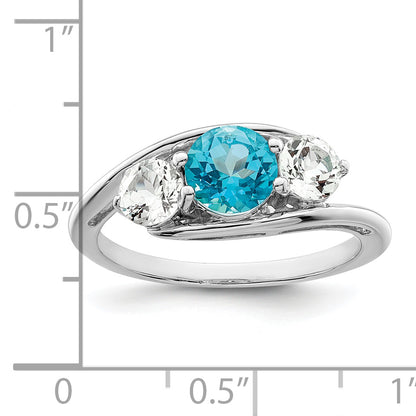 Sterling Silver Survivor Collection Rhodium Plated White And Blue Topaz Sue Ring (Size 8 Only)