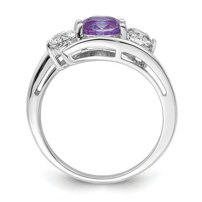 Sterling Silver Survivor Collection Rhodium Plated White And Purple Topaz Sue Ring
