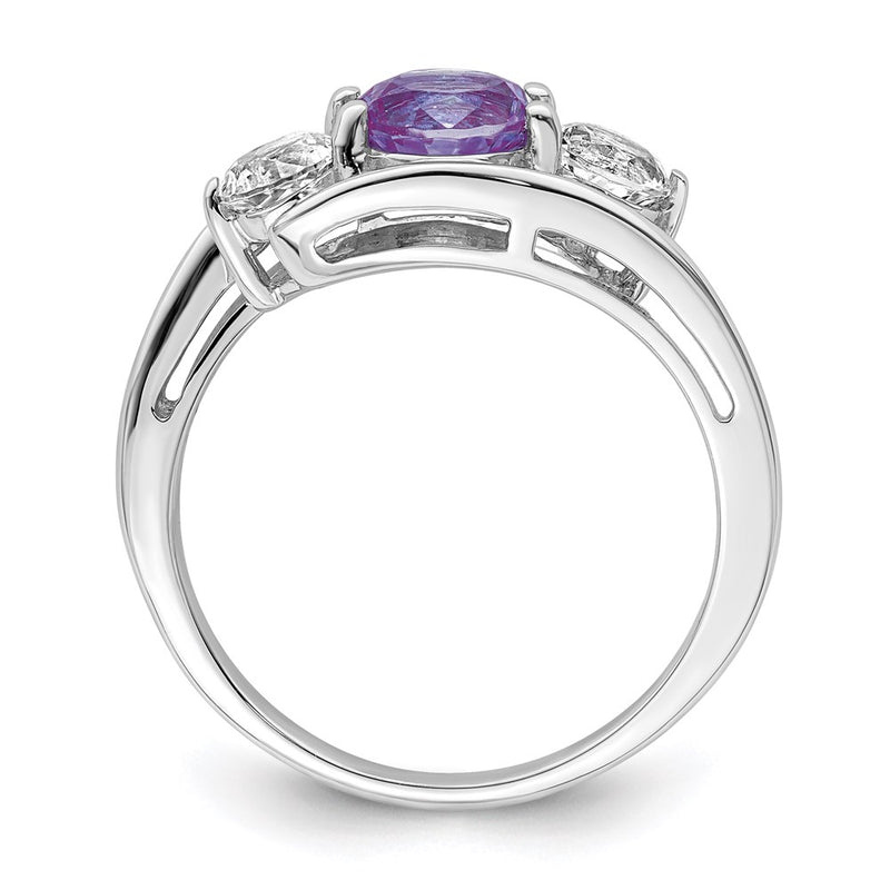 Sterling Silver Survivor Collection Rhodium Plated White And Purple Topaz Sue Ring