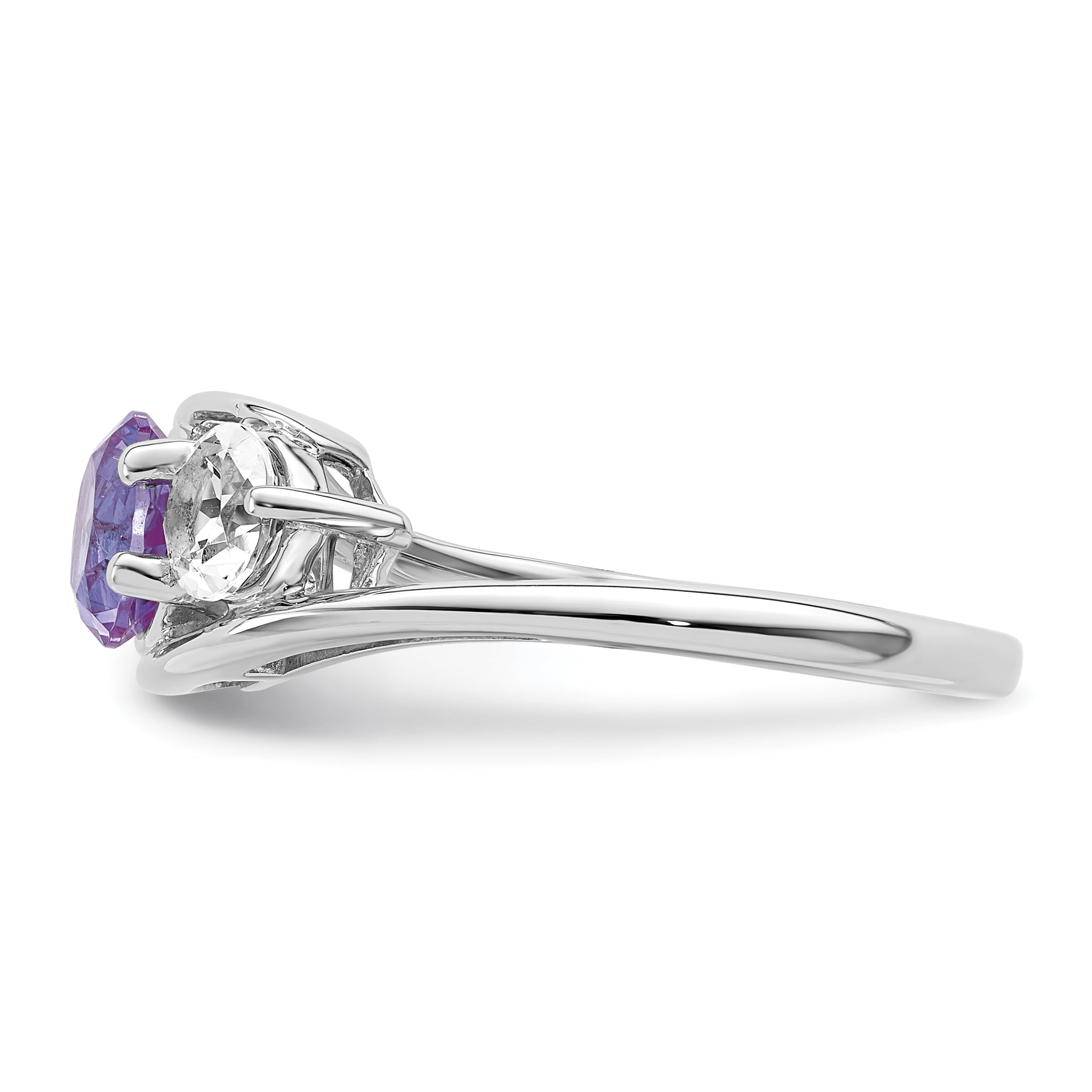 Sterling Silver Survivor Collection Rhodium Plated White And Purple Topaz Sue Ring