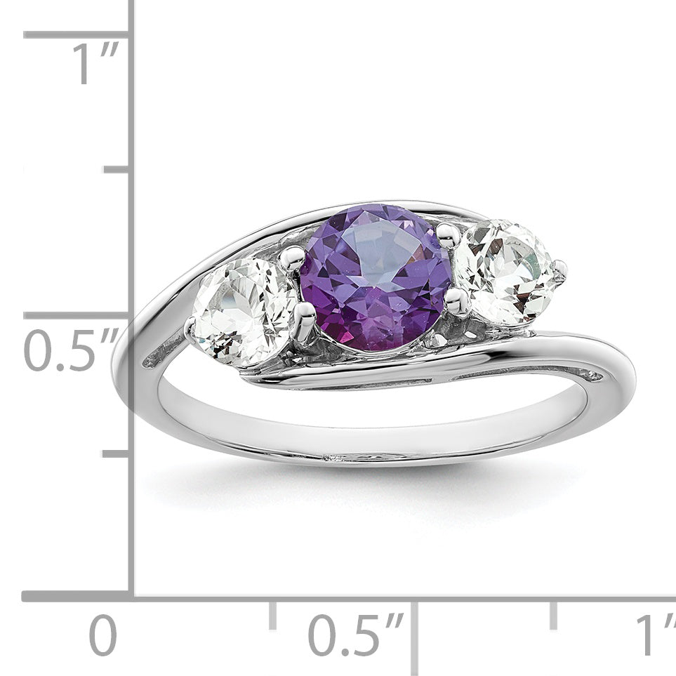 Sterling Silver Survivor Collection Rhodium Plated White And Purple Topaz Sue Ring