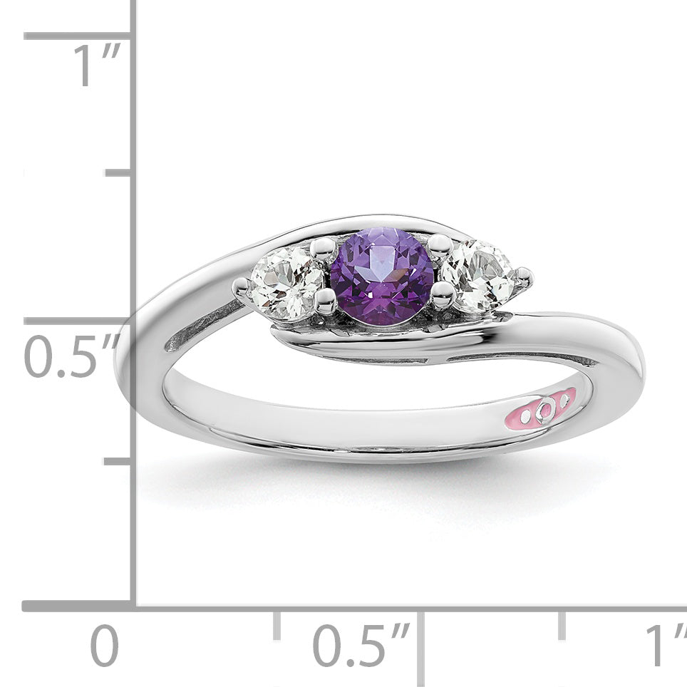 Sterling Silver Survivor Collection Rhodium Plated White And Purple Topaz Sue Ring