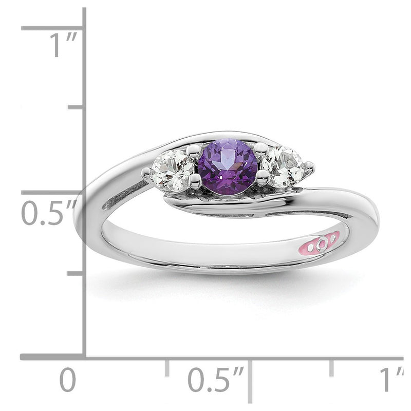 Sterling Silver Survivor Collection Rhodium Plated White And Purple Topaz Sue Ring