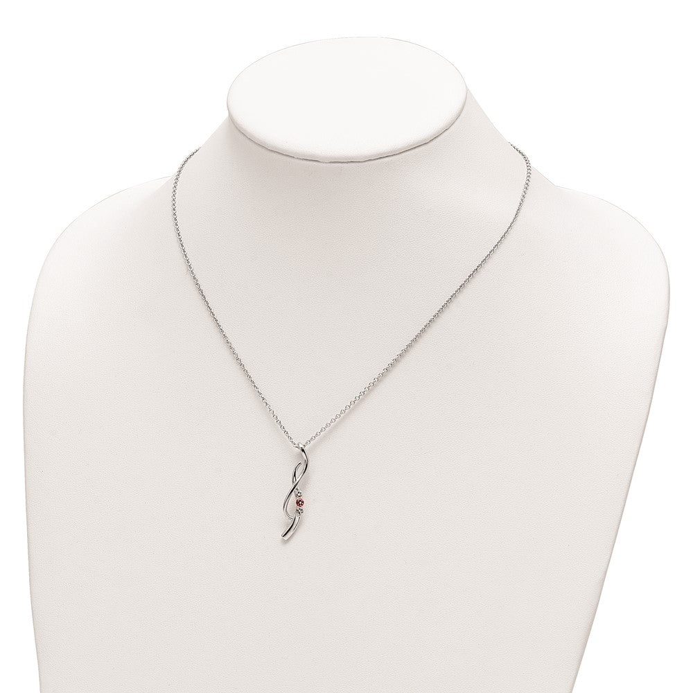 10K White Gold Survivor Collection Rhodium-Plated 16 Inch And Pink Swarovski Topaz Drop Of Faith Necklace With 2 Extender