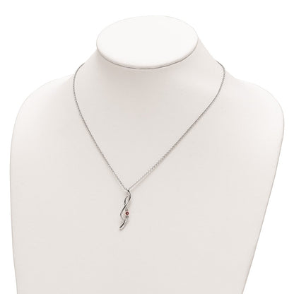 10K White Gold Survivor Collection Rhodium-Plated 16 Inch And Pink Swarovski Topaz Drop Of Faith Necklace With 2 Extender