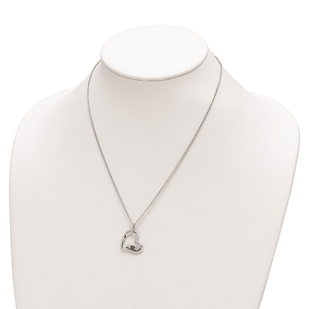 10K White Gold Survivor Collection Rhodium-Plated Clear Purple Swarovski Topaz Heart Of Strength Necklace