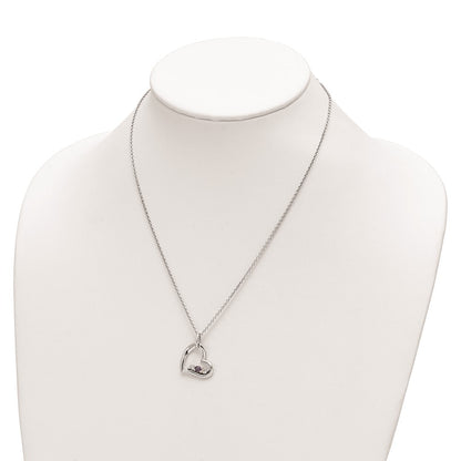 10K White Gold Survivor Collection Rhodium-Plated Clear Purple Swarovski Topaz Heart Of Strength Necklace