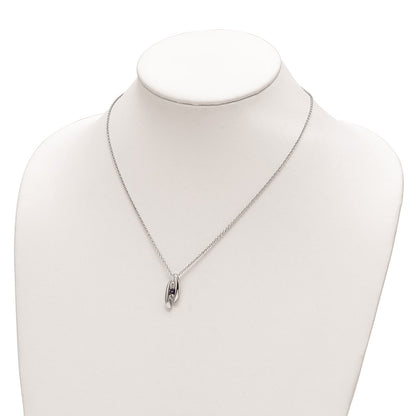10K White Gold Survivor Clear and Purple Swarovski Topaz Pillar of Strength Necklace