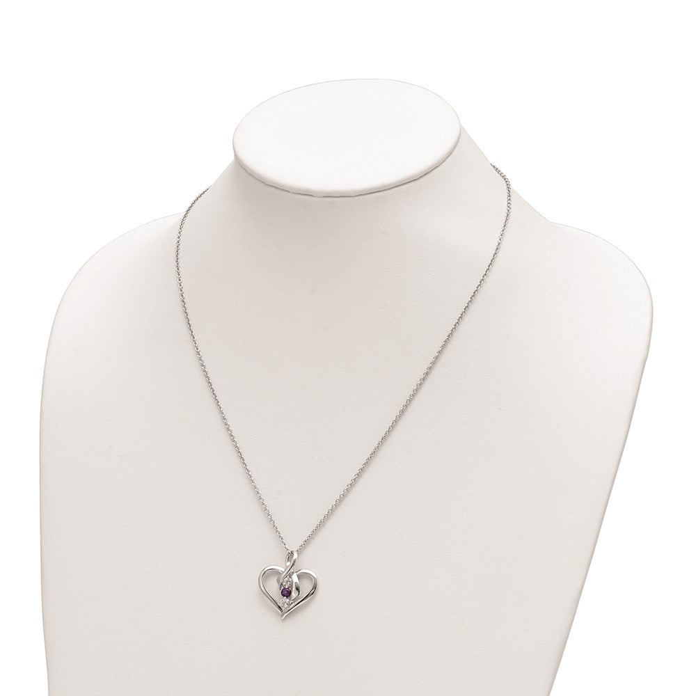 10K White Gold Survivor Collection Rhodium-Plated Clear Purple Swarovski Topaz Heather Necklace