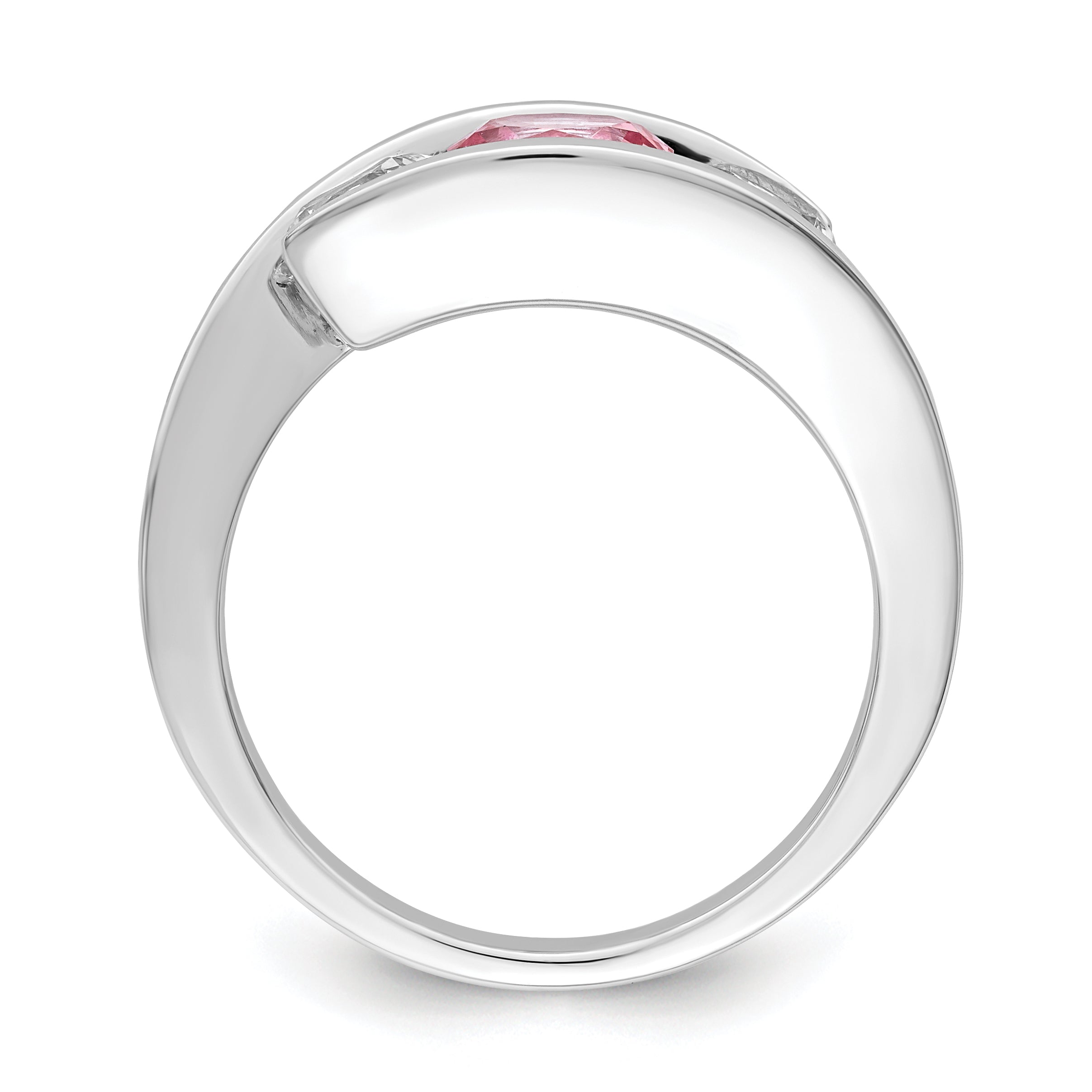 Sterling Silver Survivor Collection Rhodium Plated White And Pink Topaz Journey Ring (Size 7 Only)