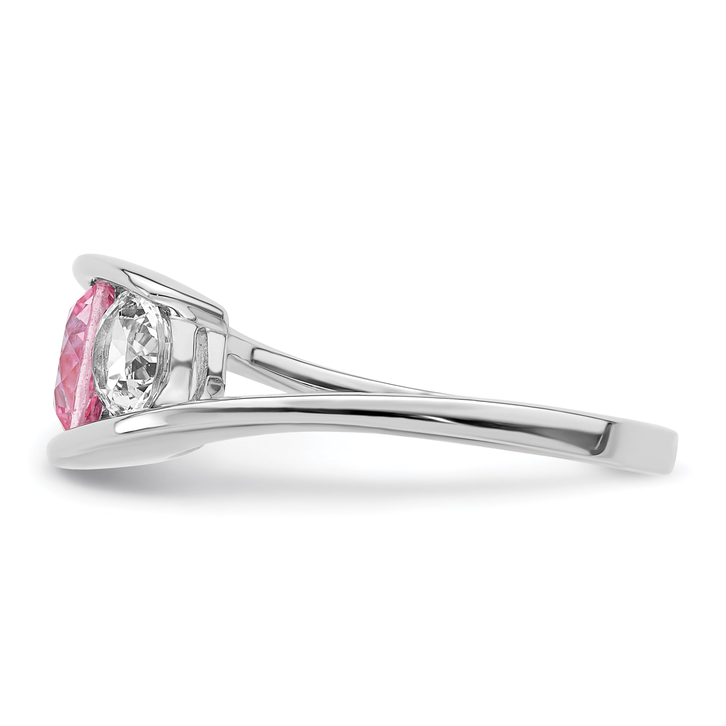 Sterling Silver Survivor Collection Rhodium Plated White And Pink Topaz Journey Ring (Size 7 Only)