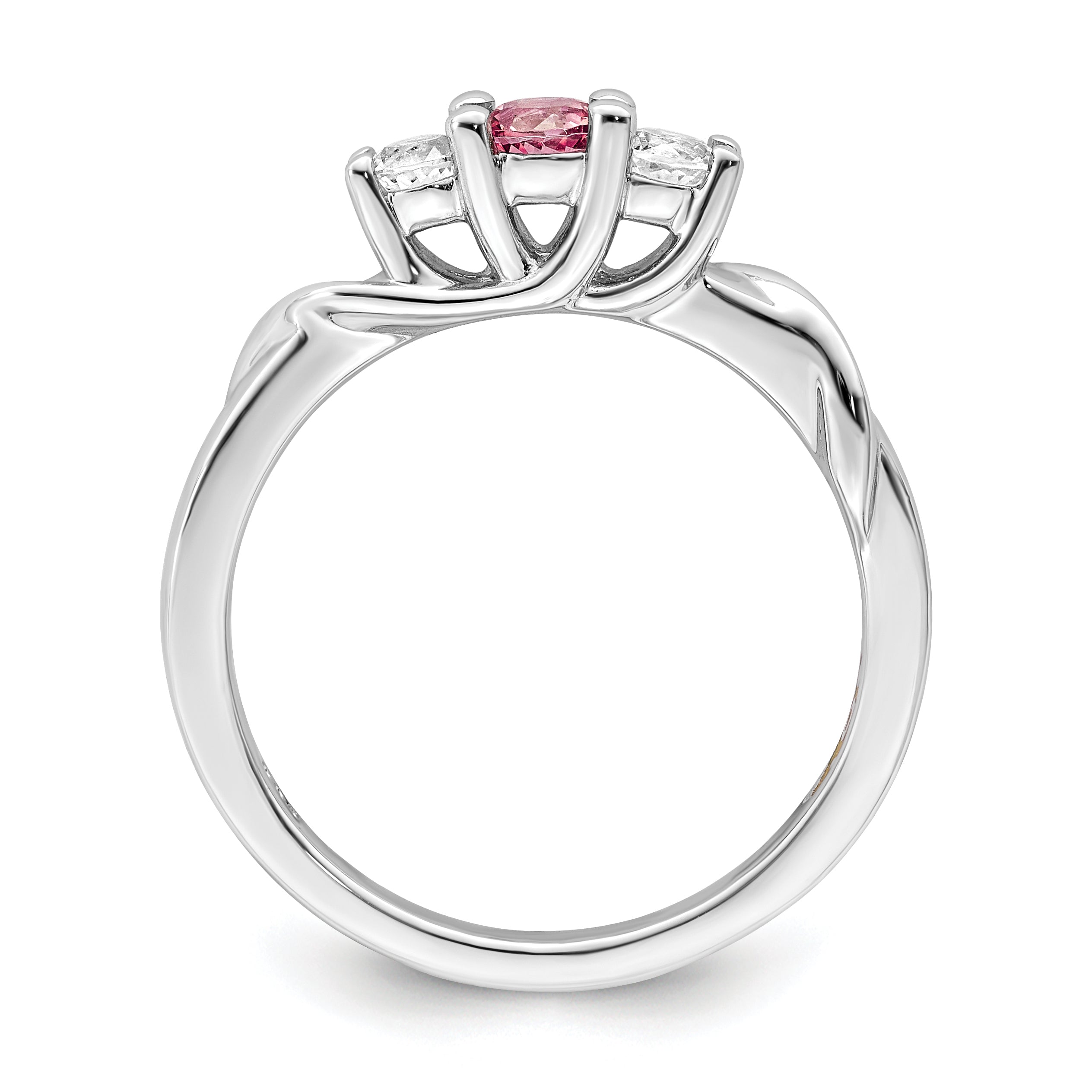 Sterling Silver Survivor Collection Rhodium Plated White And Pink Topaz Joanna Ring