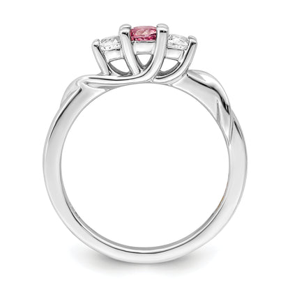 Sterling Silver Survivor Collection Rhodium Plated White And Pink Topaz Joanna Ring