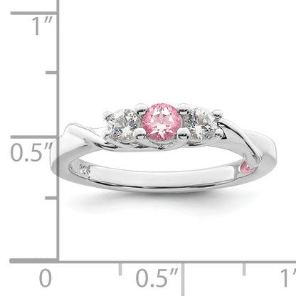 Sterling Silver Survivor Collection Rhodium Plated White And Pink Topaz Joanna Ring