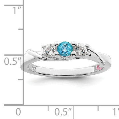 Sterling Silver Survivor Collection Rhodium Plated White And Blue Swarovski Topaz Joanna Ring