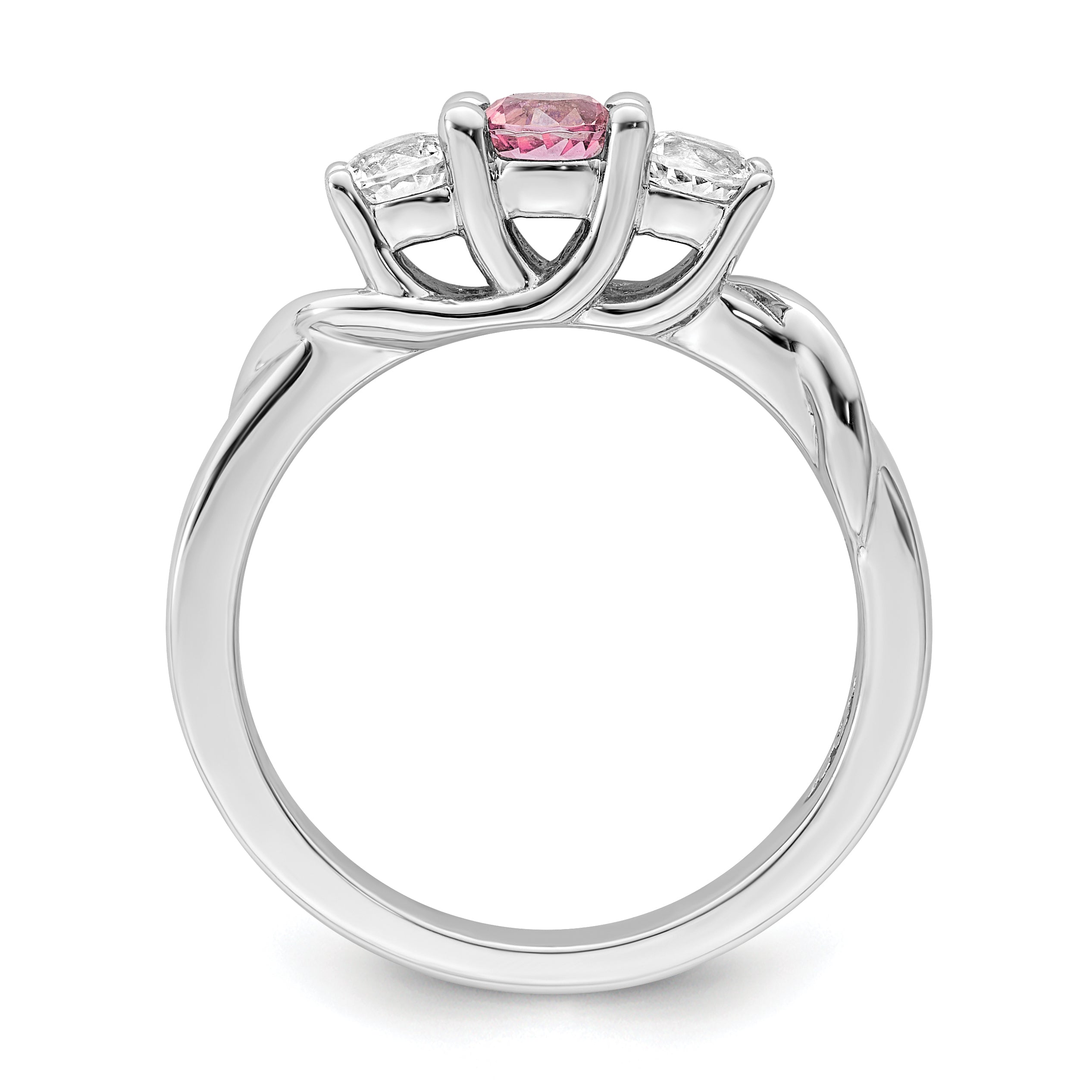 Sterling Silver Survivor Collection Rhodium Plated White And Pink Topaz Joanna Ring