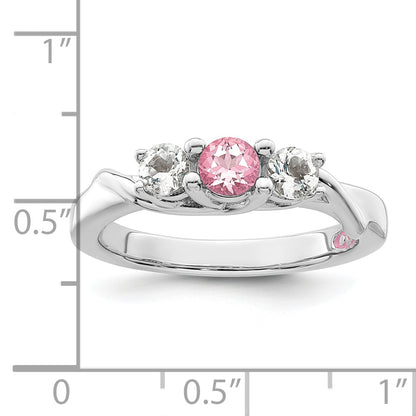Sterling Silver Survivor Collection Rhodium Plated White And Pink Topaz Joanna Ring
