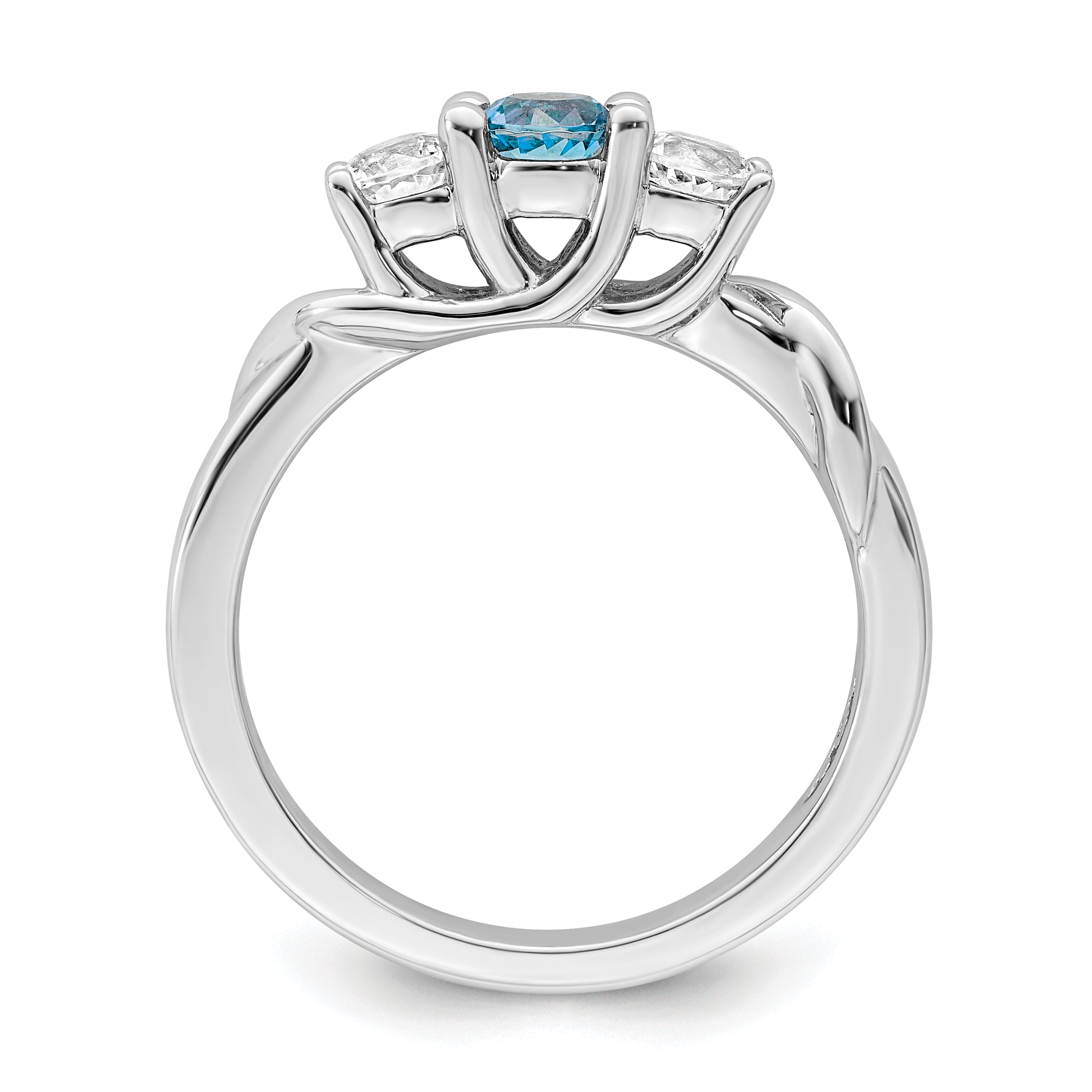 Sterling Silver Survivor Collection Rhodium Plated White And Blue Topaz Joanna Ring (Size 6 Only)