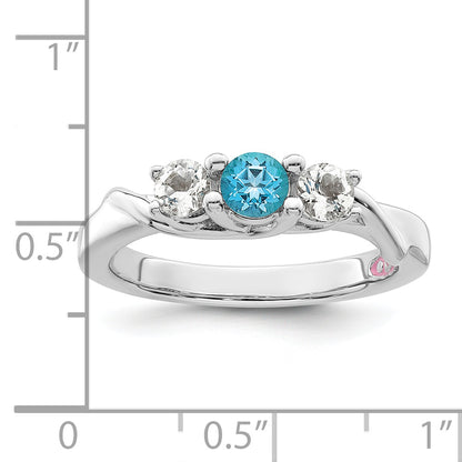 Sterling Silver Survivor Collection Rhodium Plated White And Blue Topaz Joanna Ring (Size 6 Only)