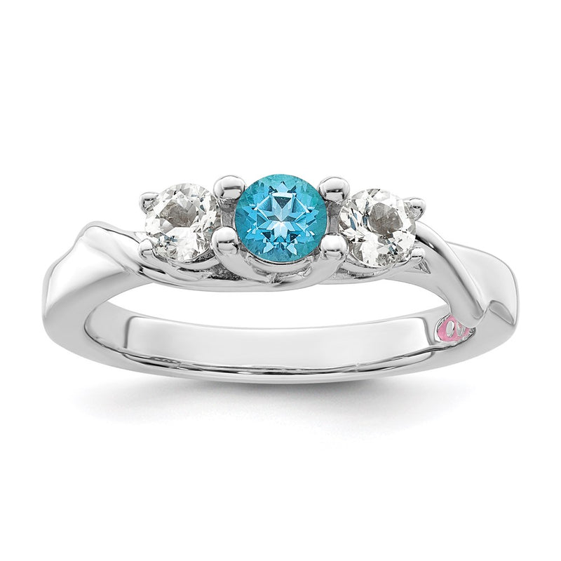Sterling Silver Survivor Collection Rhodium Plated White And Blue Topaz Joanna Ring (Size 6 Only)