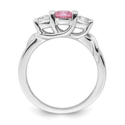 Sterling Silver Survivor Collection Rhodium Plated White And Pink Topaz Joanna Ring (Size 6 Only)
