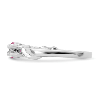 Sterling Silver Survivor Collection Rhodium Plated White And Pink Topaz Joanna Ring (Size 6 Only)