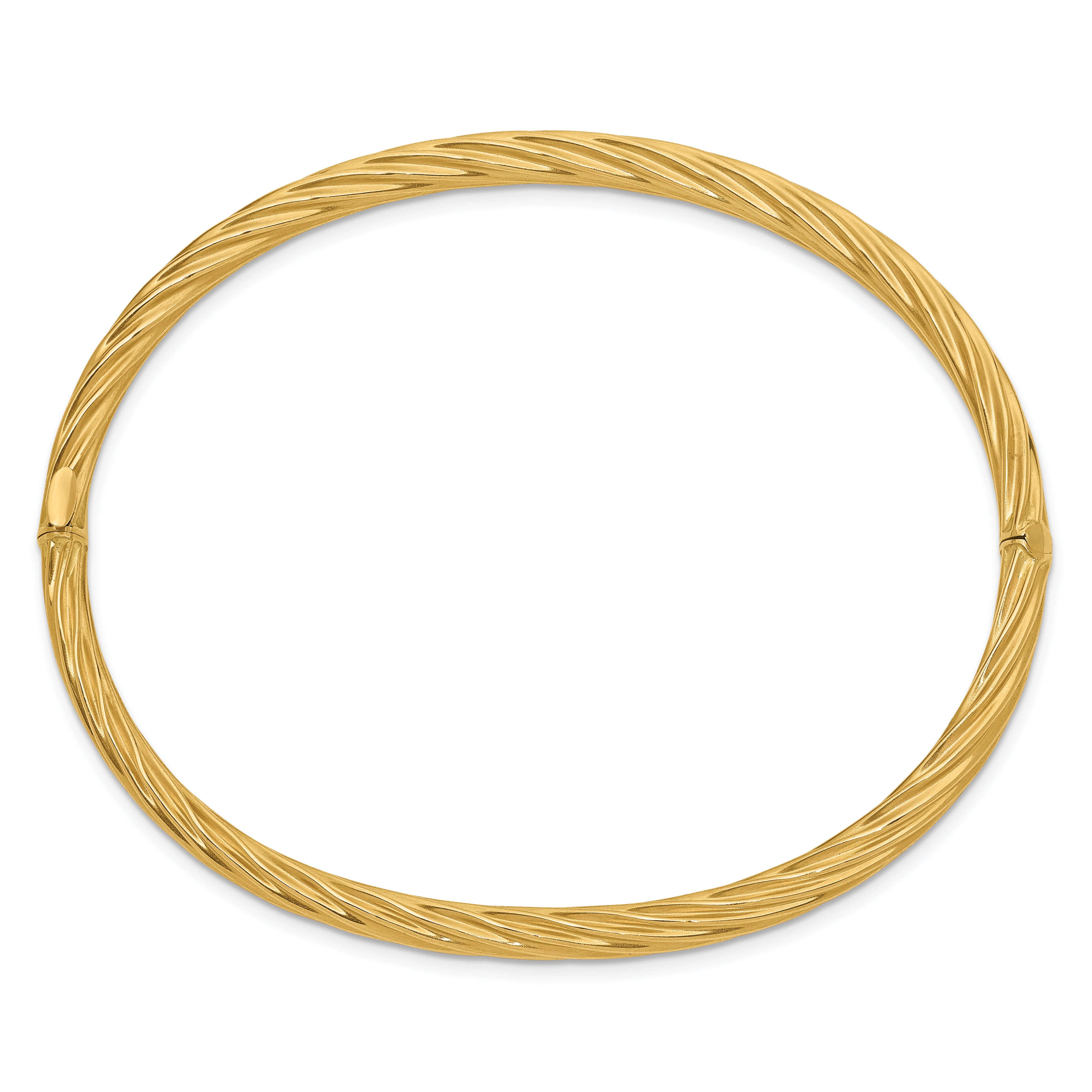 14K Yellow Gold 3/16 Oversize Textured Hinged Bangle Bracelet
