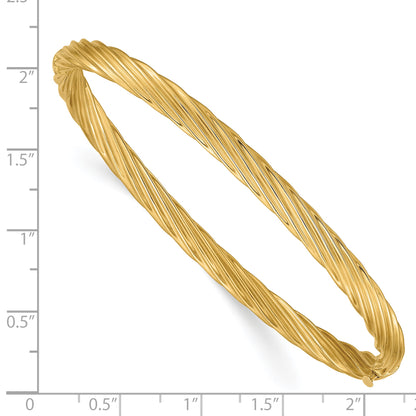 14K Yellow Gold 3/16 Oversize Textured Hinged Bangle Bracelet