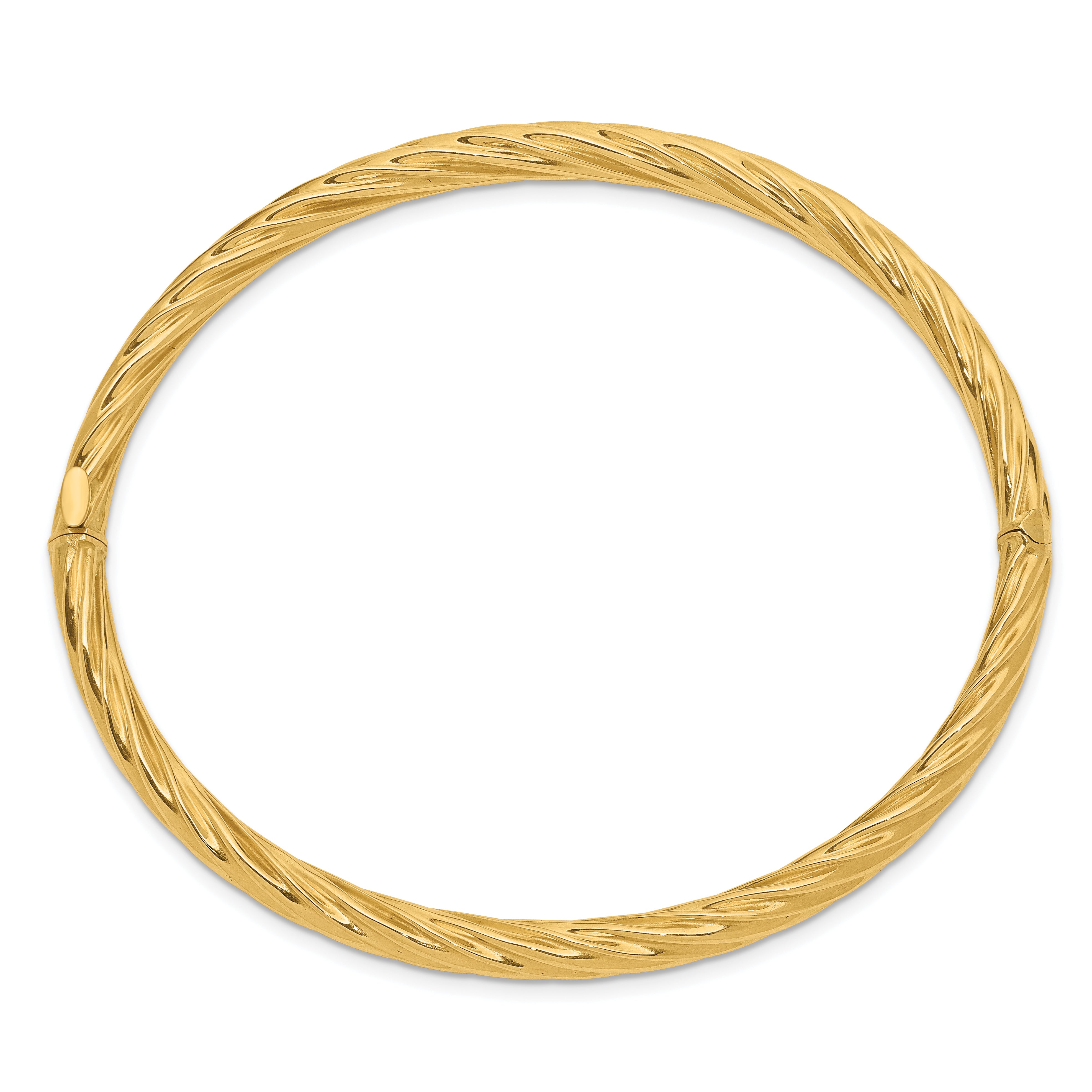 14K Yellow Gold 4/16 Oversize Textured Hinged Bangle Bracelet