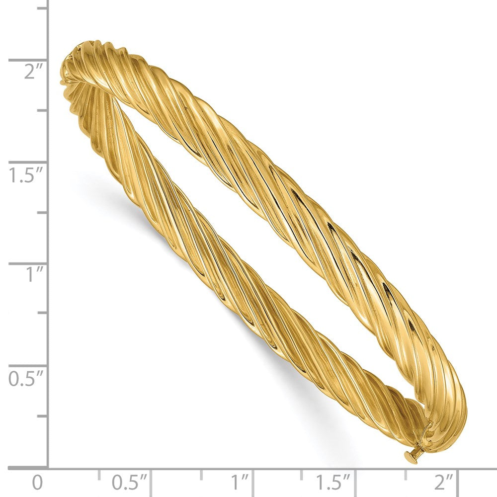 14K Yellow Gold 4/16 Fancy Textured Hinged Bangle Bracelet