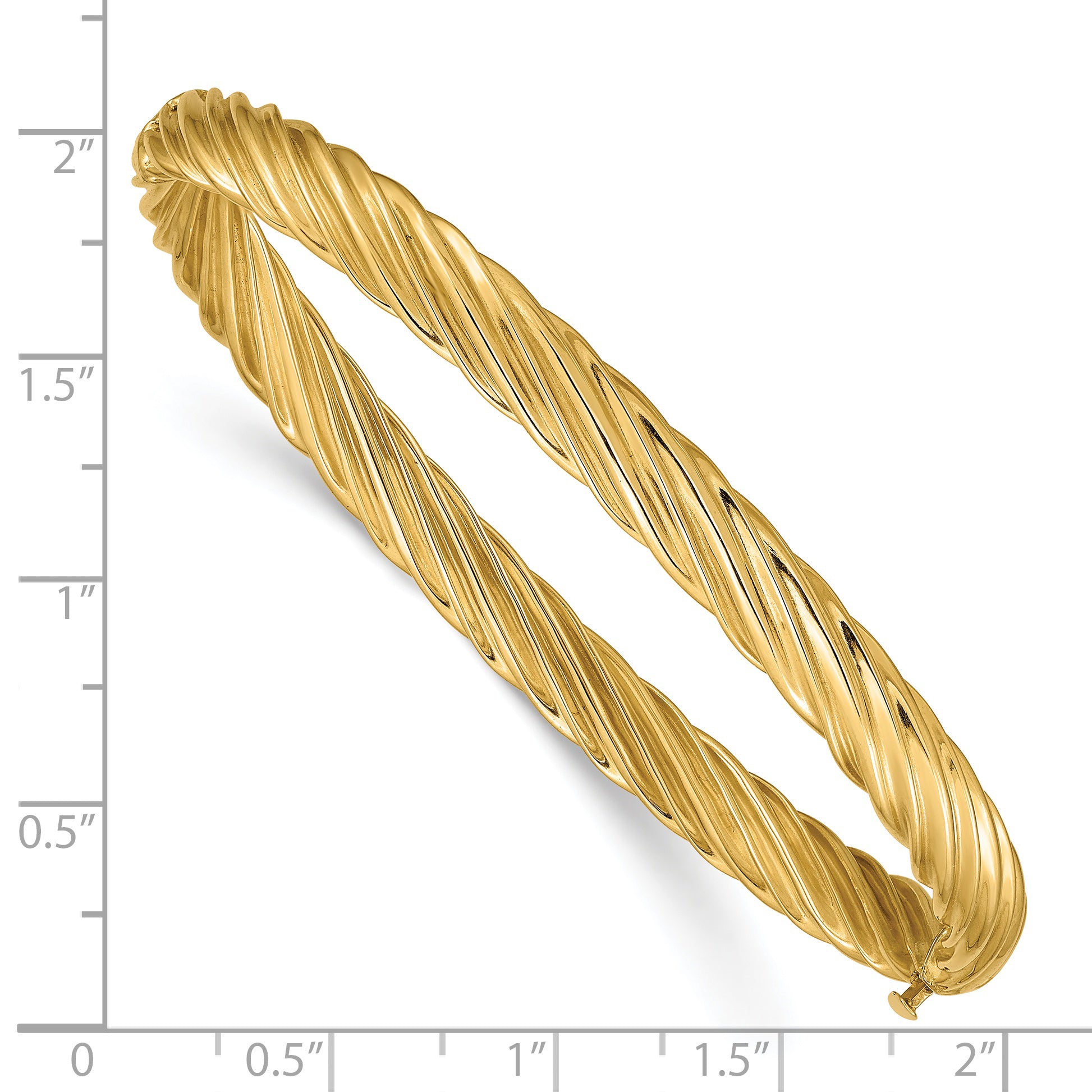 14K Yellow Gold 4/16 Oversize Textured Hinged Bangle Bracelet