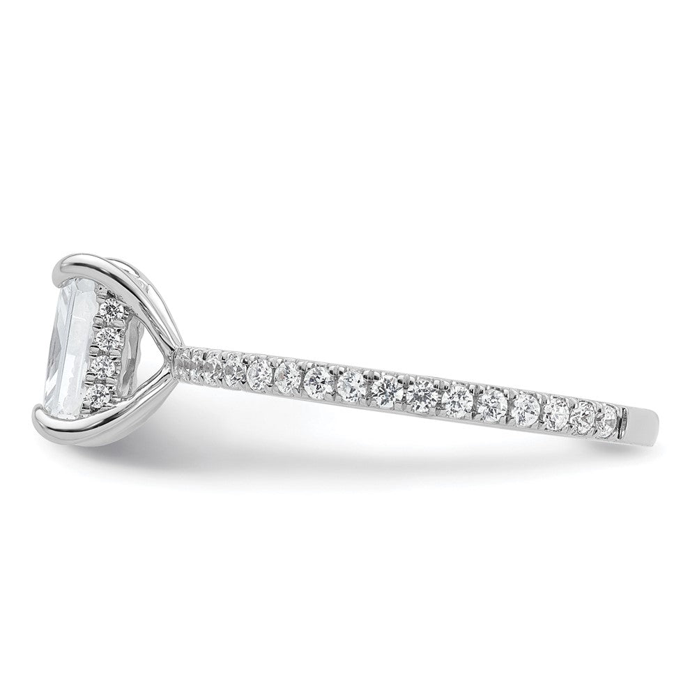 14K White Gold 1 1/3 carat Certified Lab Grown Diamond VS/SI+ G+ Radiant Complete Solitaire with Flair Engagement Ring