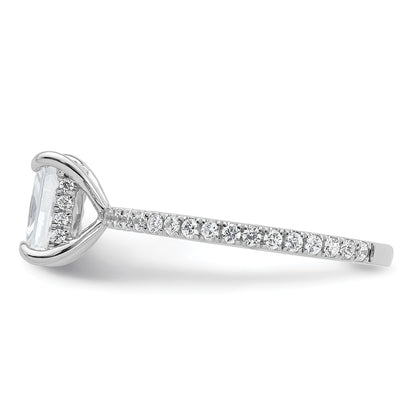 14K White Gold 1 1/3 carat Certified Lab Grown Diamond VS/SI+ G+ Radiant Complete Solitaire with Flair Engagement Ring