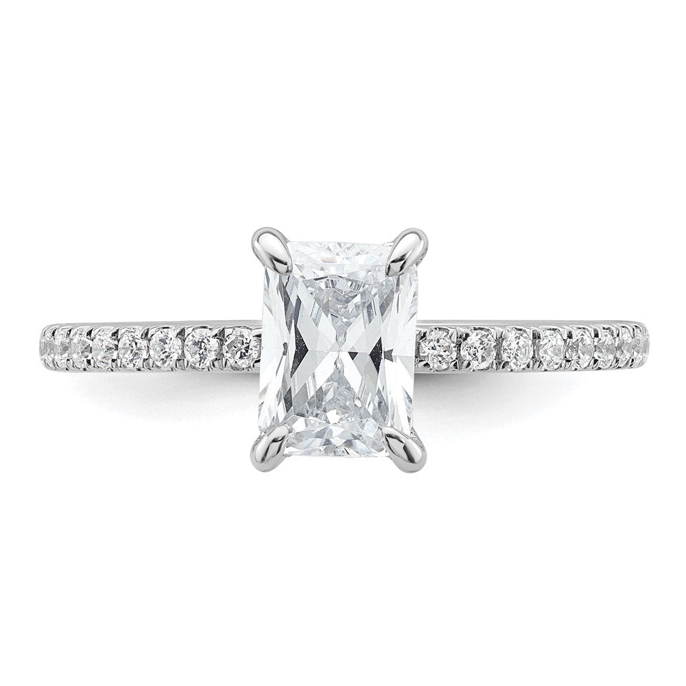 14K White Gold 1 1/3 carat Certified Lab Grown Diamond VS/SI+ G+ Radiant Complete Solitaire with Flair Engagement Ring
