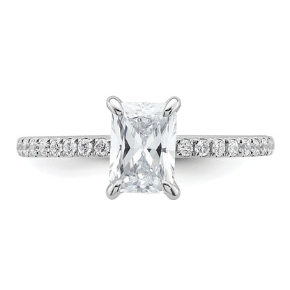 14K White Gold 1 1/3 carat Certified Lab Grown Diamond VS/SI+ G+ Radiant Complete Solitaire with Flair Engagement Ring
