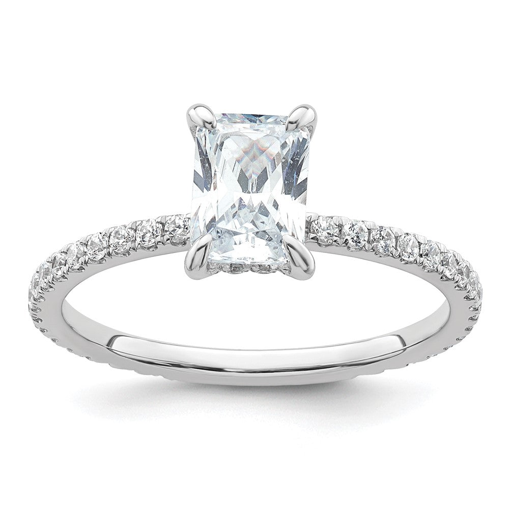 14k White Gold 14kw Solitaire with Flair Radiant 1ct Center VS/SI FGH Cert. LG Diamond Com