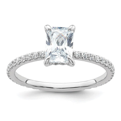 14k White Gold 14kw Solitaire with Flair Radiant 1ct Center VS/SI FGH Cert. LG Diamond Com