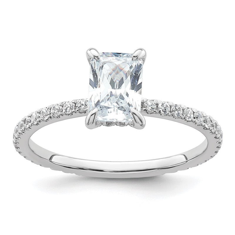 14k White Gold 14kw Solitaire with Flair Radiant 1ct Center VS/SI FGH Cert. LG Diamond Com