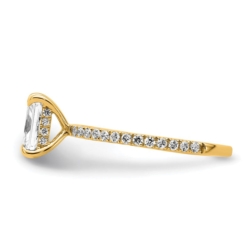14K Yellow Gold 1 1/3 carat Certified Lab Grown Diamond VS+ F+ Radiant Complete Solitaire with Flair Engagement Ring