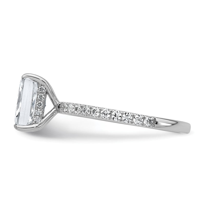 14K White Gold 2 carat Certified Lab Grown Diamond VS+ F+ Radiant Complete Solitaire with Flair Engagement Ring
