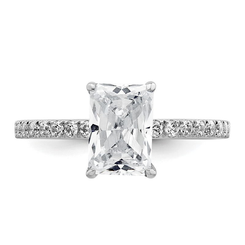 14K White Gold 2 carat Certified Lab Grown Diamond VS+ F+ Radiant Complete Solitaire with Flair Engagement Ring