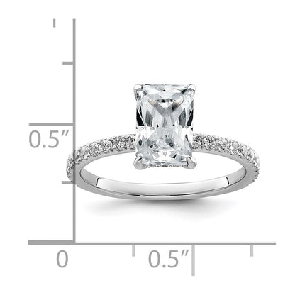 14K White Gold 2 carat Certified Lab Grown Diamond VS+ F+ Radiant Complete Solitaire with Flair Engagement Ring