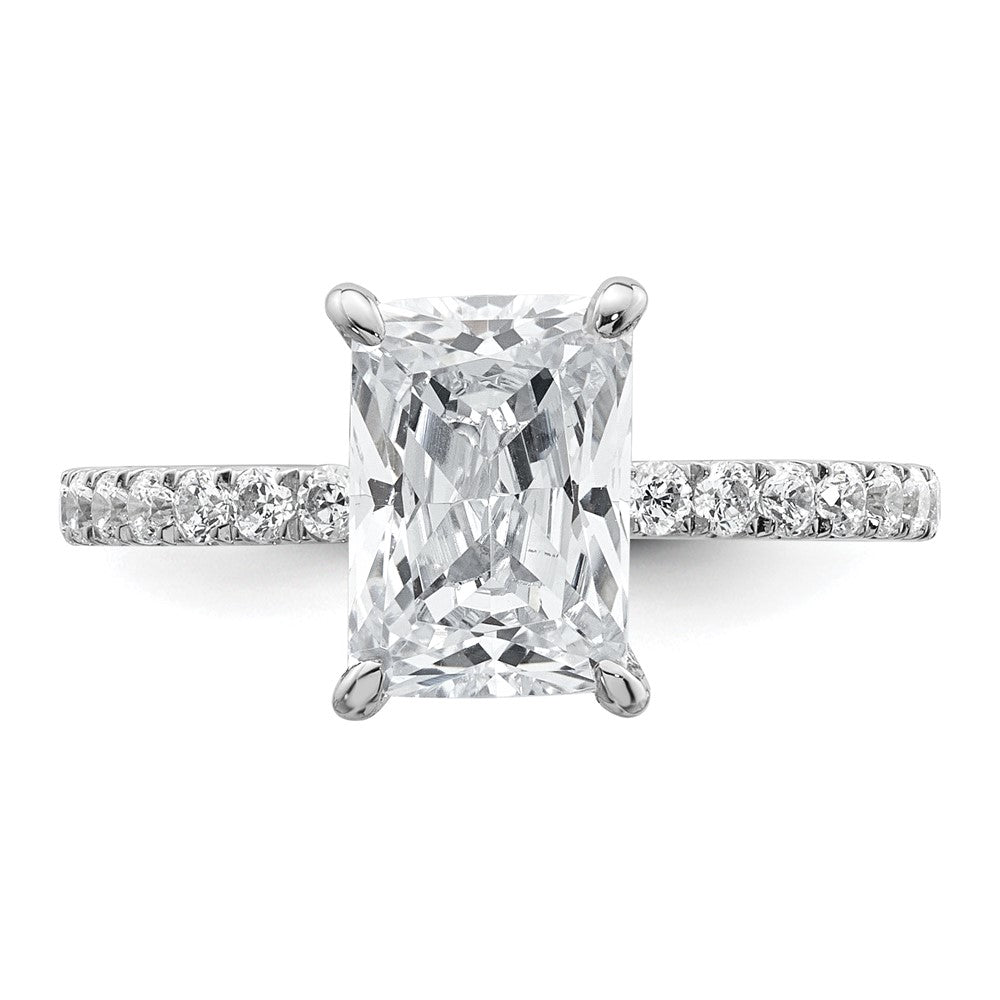 14k White Gold 14kw Solitaire with Flair Radiant 2ct Center VS/SI FGH Cert. LG Diamond Com