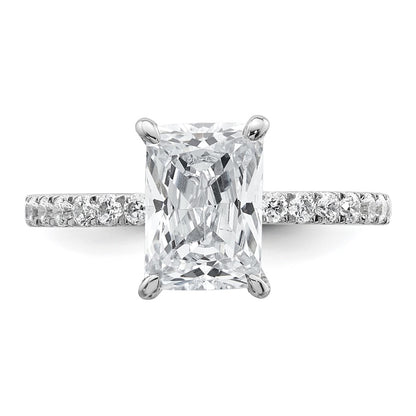 14K White Gold 2 3/8 carat Certified Lab Grown Diamond VS+ F+ Radiant Complete Solitaire with Flair Engagement Ring