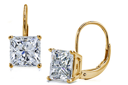 CUSTOM ORDER - 14k Yellow Gold 10x10mm Princess Cut Citrine Leverback Earrings