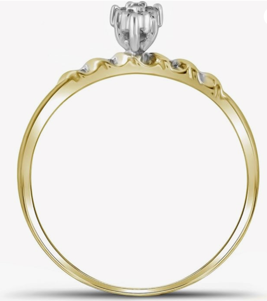 1/10 CT. T.W. Diamond Marquise Cluster Bridal Engagement Ring Set in 14K Yellow Gold